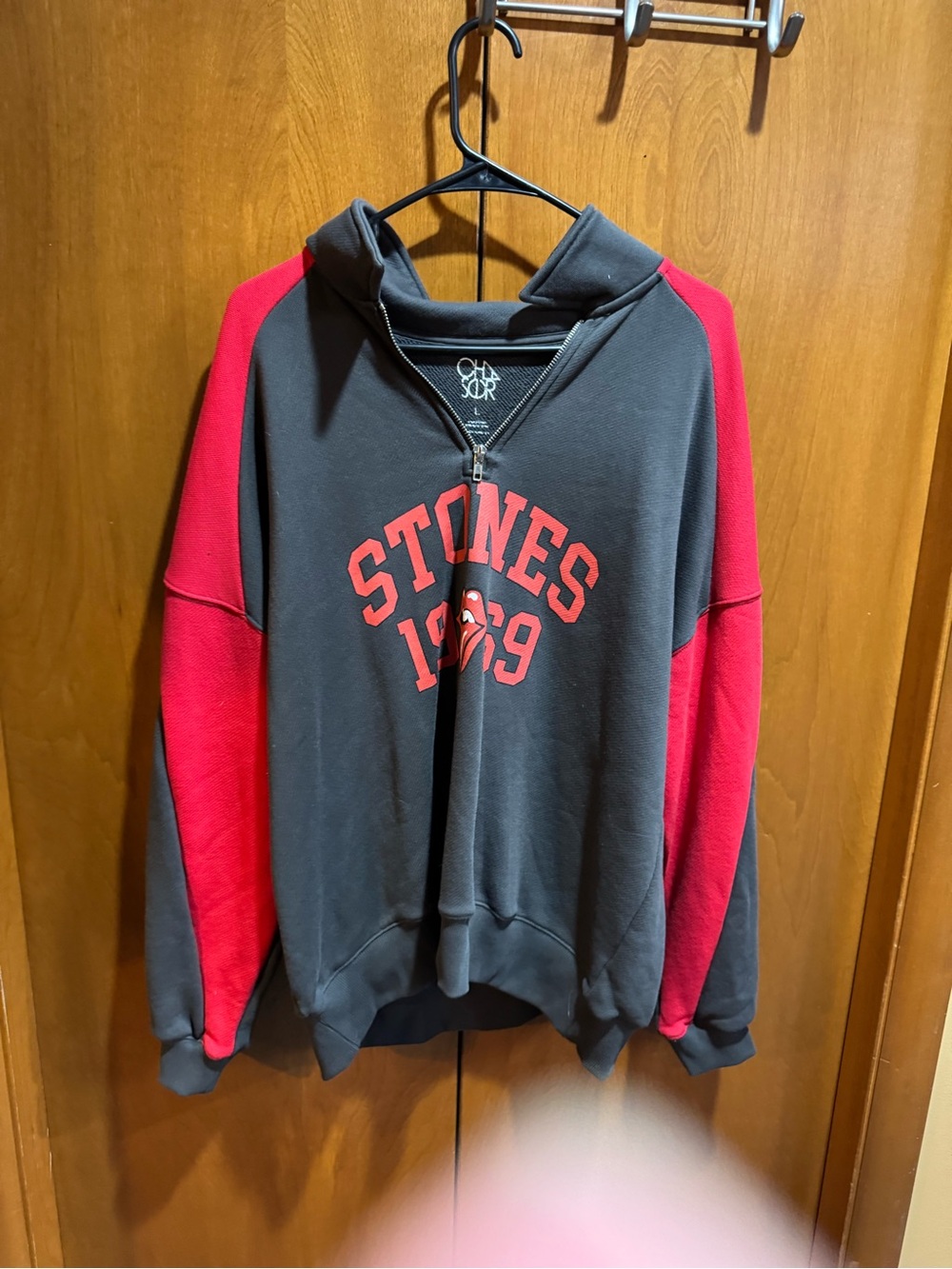 Stones 1969 Black & Red Half-Zip Hoodie